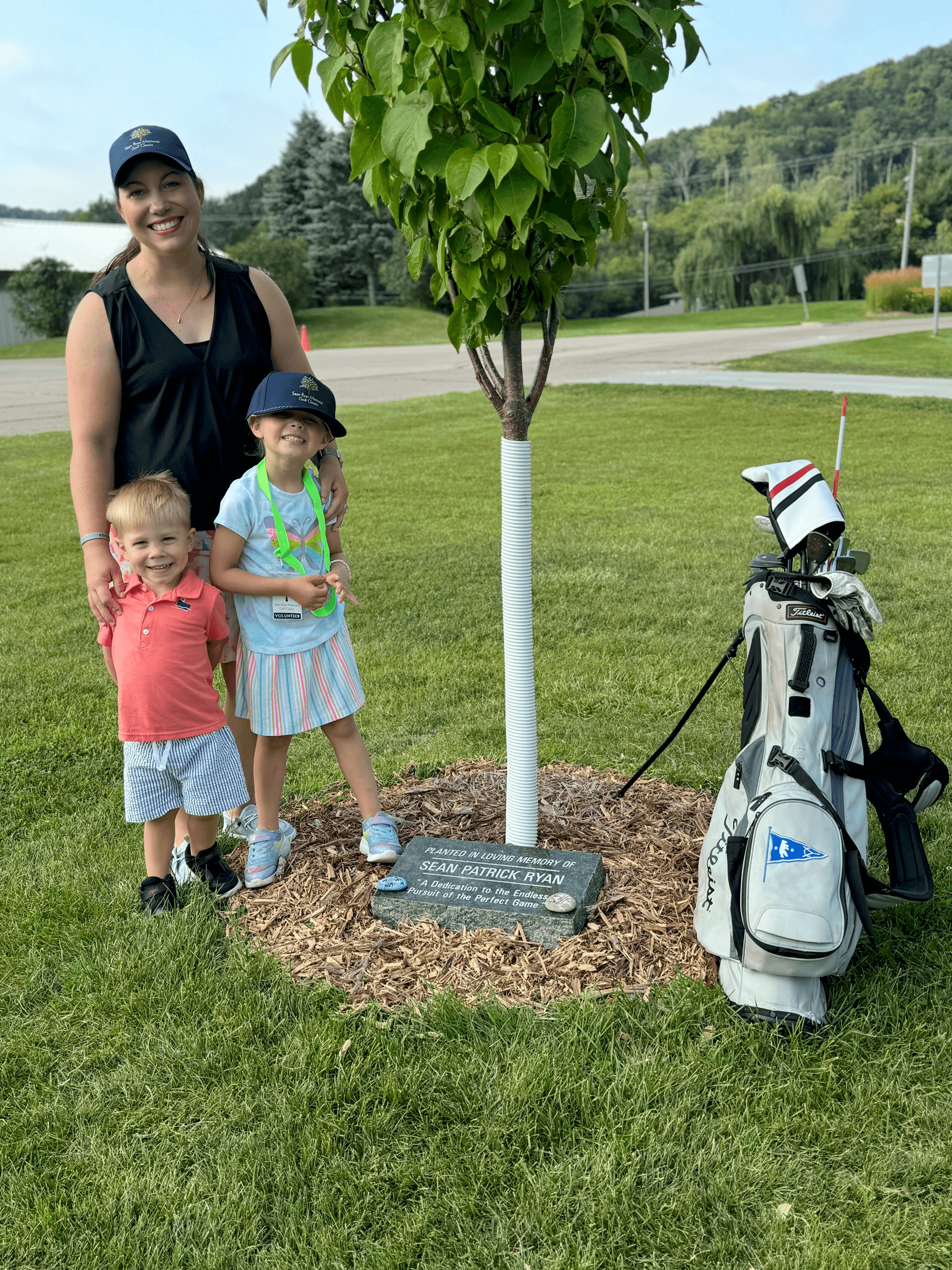Kids at Sean's memorial tree